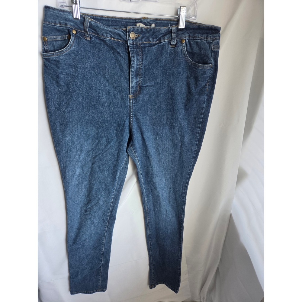Woman Within Womens  Tall Blue Denim Skinny Jeans Medium Wash Stretch